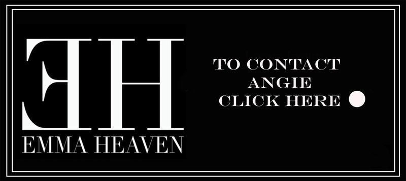Logo of Emma Heaven with the text 'TO CONTACT ANGIE CLICK HERE' on a black background.